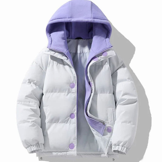 Men's Contrast-Hood Quilted Puffer Jacket