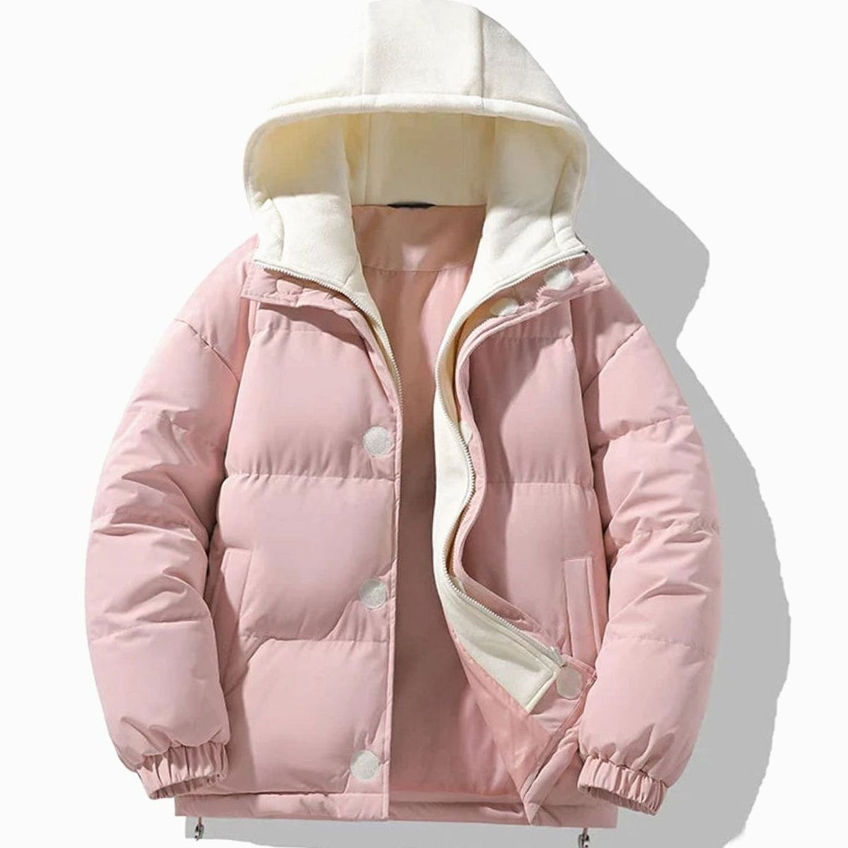Men's Contrast-Hood Quilted Puffer Jacket