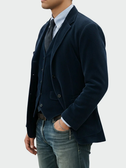 Men's Corduroy Blazer and Waistcoat Set
