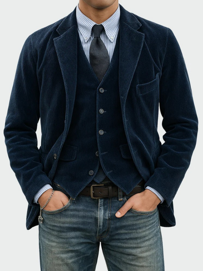 Men's Corduroy Blazer and Waistcoat Set