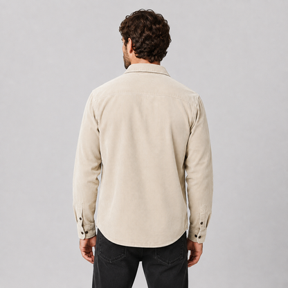 Men's Corduroy Shacket with Lapel Collar