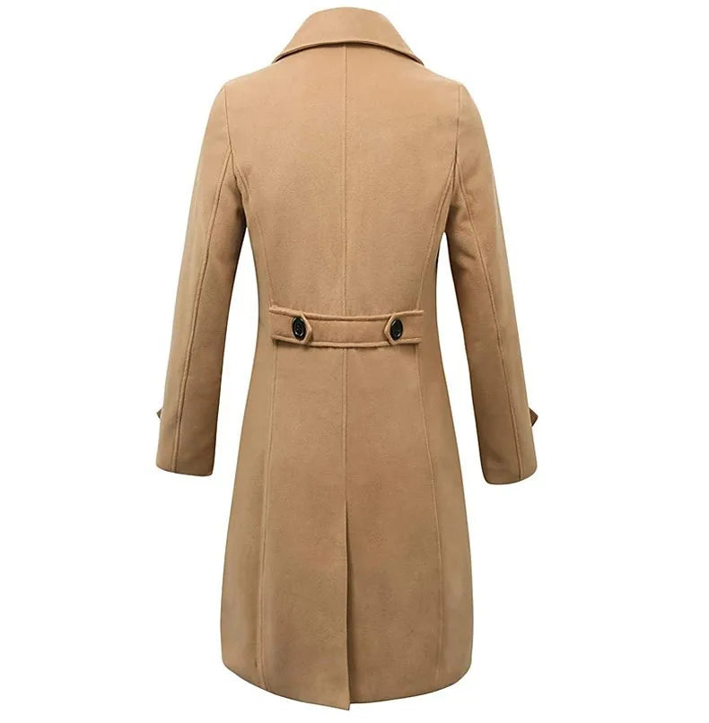 Men's Double Breasted Longline Wool Blend Coat
