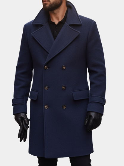 Men's Double Breasted Wool Blend Coat