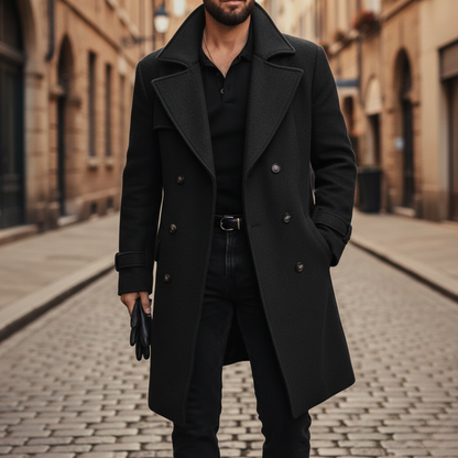 Men's Double Breasted Wool Blend Coat