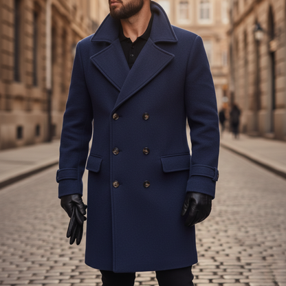 Men's Double Breasted Wool Blend Coat