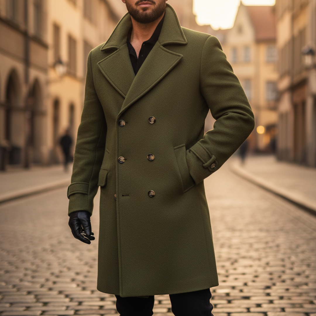 Men's Double Breasted Wool Blend Coat