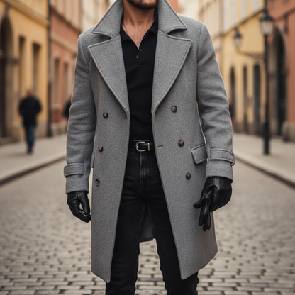 Men's Double Breasted Wool Blend Coat