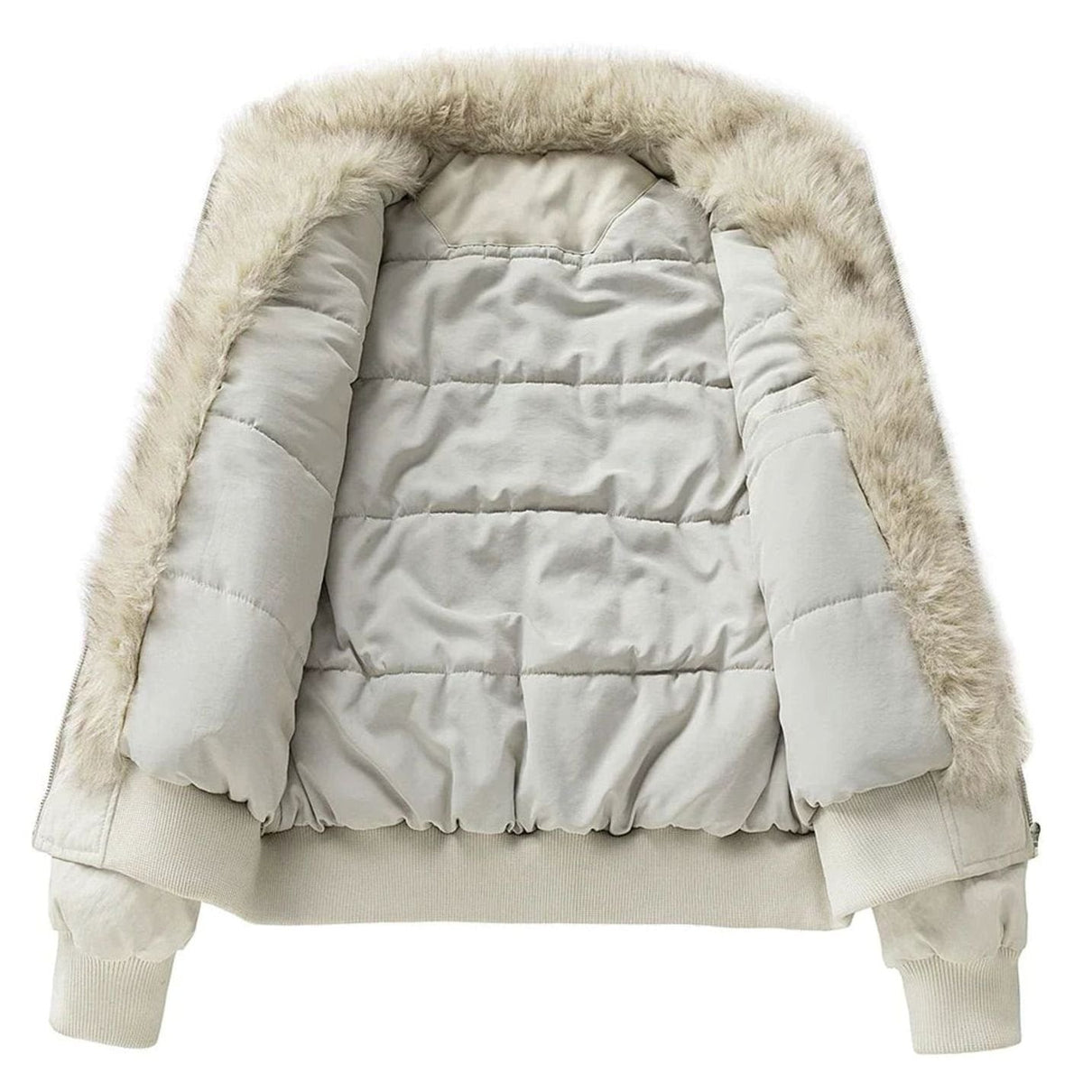 Men's Faux Fur Lined Wind-Resistant Zip-Up Bomber Jacket