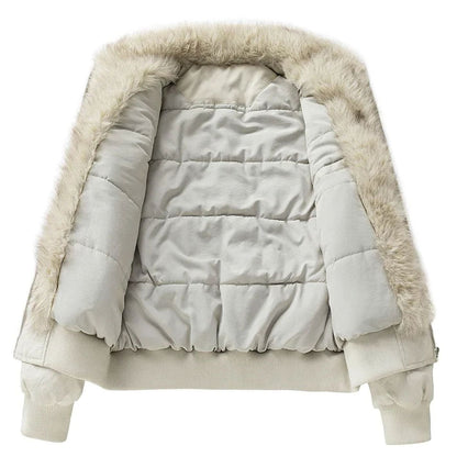 Men's Faux Fur Lined Wind-Resistant Zip-Up Bomber Jacket
