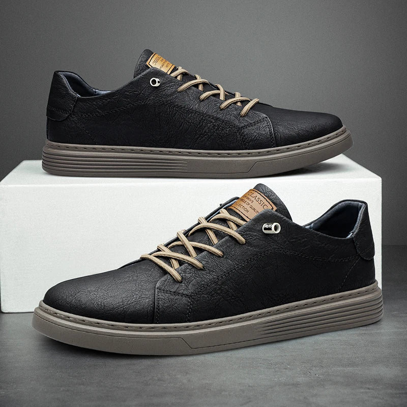 Men's Faux Leather Cushioned Comfort Sneakers
