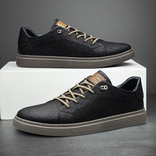 Men's Faux Leather Cushioned Comfort Sneakers