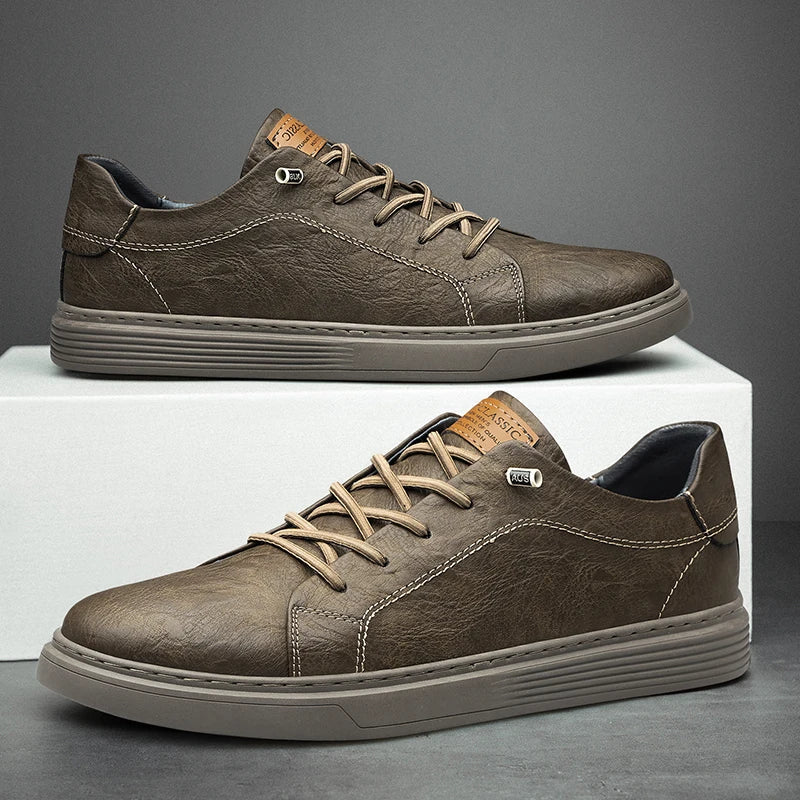 Men's Faux Leather Cushioned Comfort Sneakers