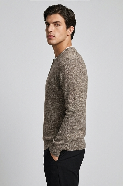 Men's Faux Two Piece Crew Neck Knitted Jumper