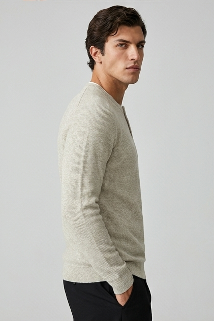 Men's Faux Two Piece Crew Neck Knitted Jumper