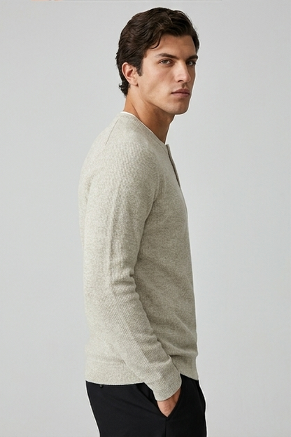 Men's Faux Two Piece Crew Neck Knitted Jumper