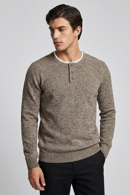 Men's Faux Two Piece Crew Neck Knitted Jumper