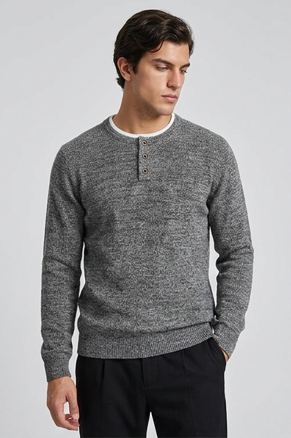 Men's Faux Two Piece Crew Neck Knitted Jumper