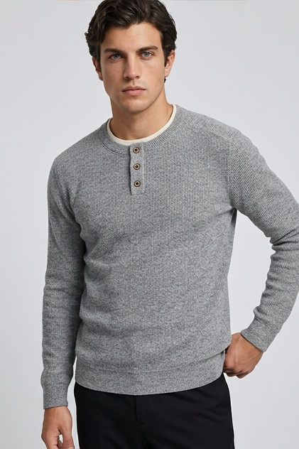 Men's Faux Two Piece Crew Neck Knitted Jumper