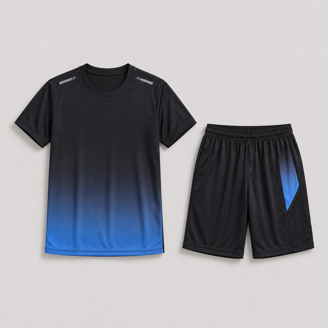 Men's Gradient Print T Shirt And Shorts Sports Set