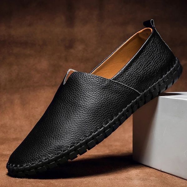 Men's Hand Stitched Faux Leather Slip On Loafers