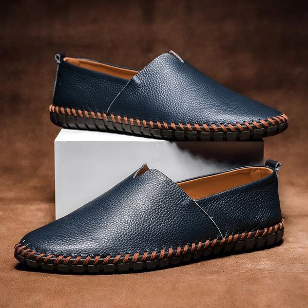 Men's Hand Stitched Faux Leather Slip On Loafers