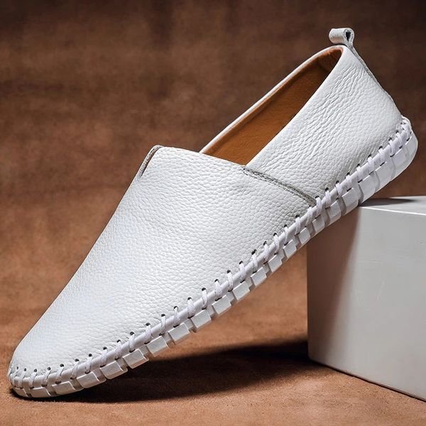 Men's Hand Stitched Faux Leather Slip On Loafers