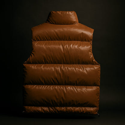 Men's High-Collar Quilted Puffer Gilet Cotton-Blend Vest