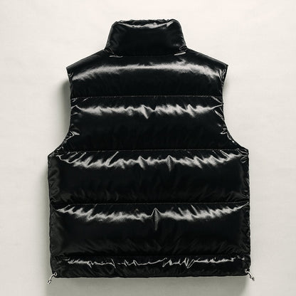 Men's High-Collar Quilted Puffer Gilet Cotton-Blend Vest