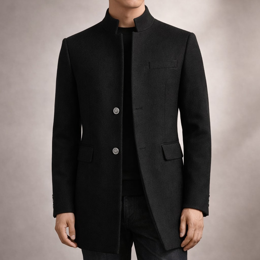 Men's High Collar Tailored Coat