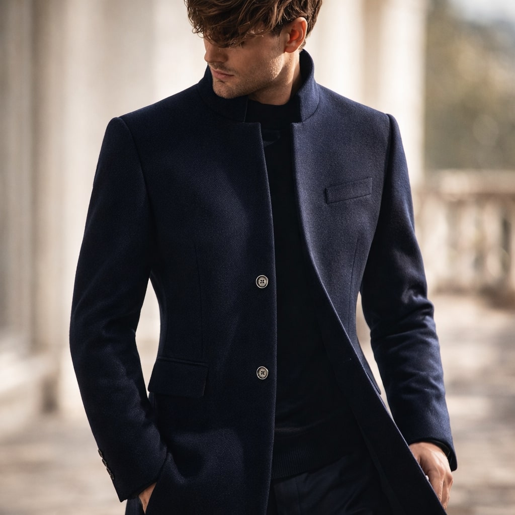 Men's High Collar Tailored Coat
