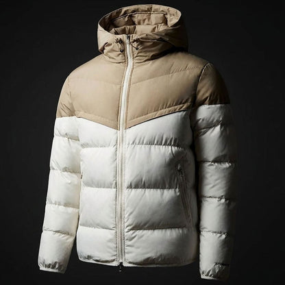 Men's Hooded Contrast-Panel Puffer Jacket