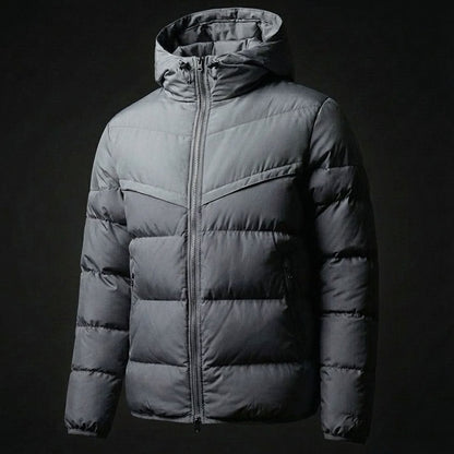 Men's Hooded Contrast-Panel Puffer Jacket
