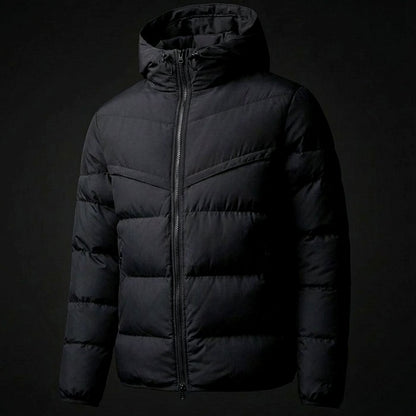 Men's Hooded Contrast-Panel Puffer Jacket