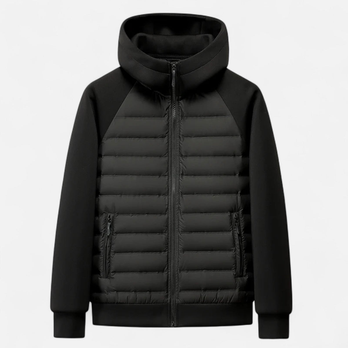 Men's Hooded Quilted Panel Jacket