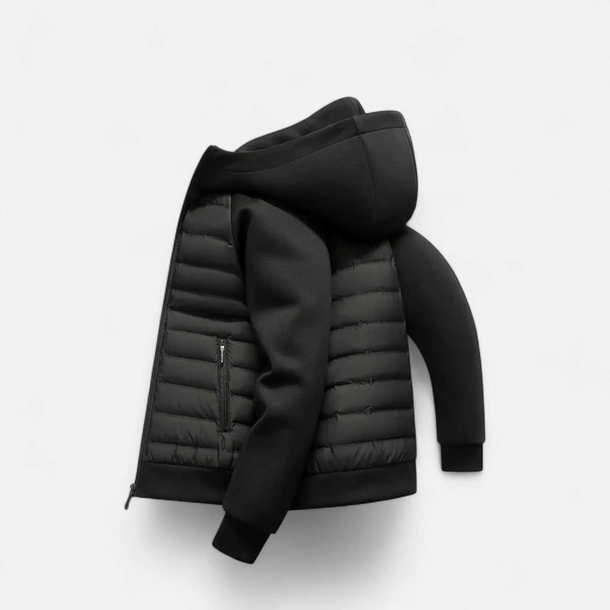Men's Hooded Quilted Panel Jacket