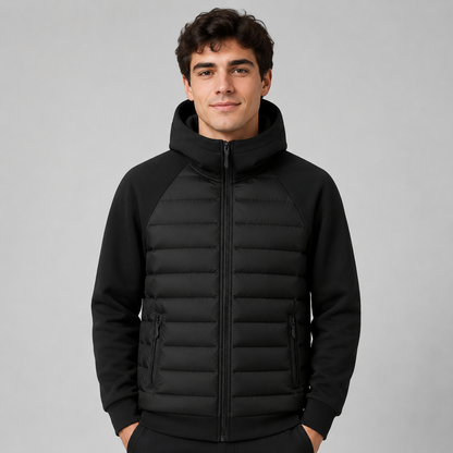 Men's Hooded Quilted Panel Jacket