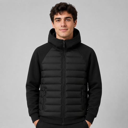 Men's Hooded Quilted Panel Jacket