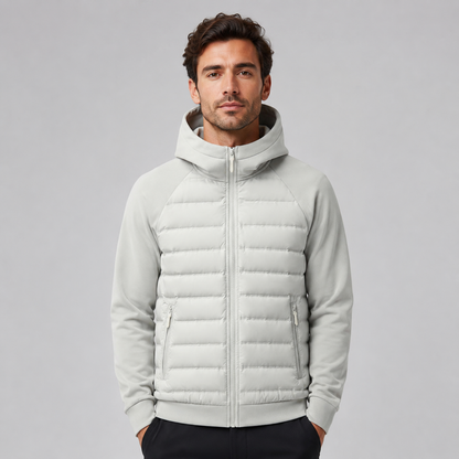 Men's Hooded Quilted Panel Jacket