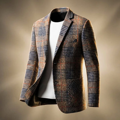 Men's Houndstooth Wool Blend Blazer