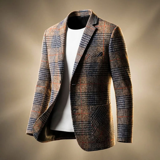 Men's Houndstooth Wool Blend Blazer