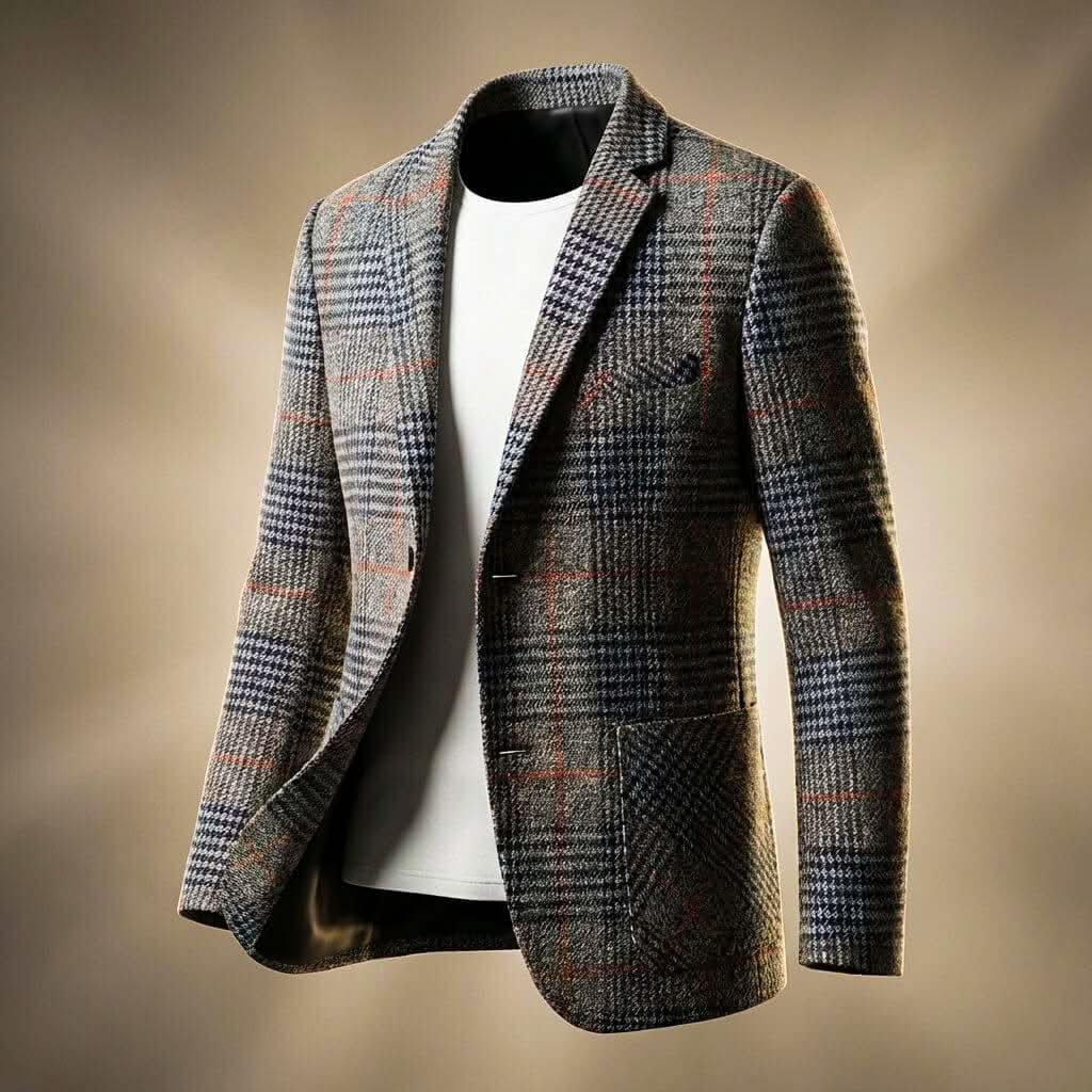 Men's Houndstooth Wool Blend Blazer