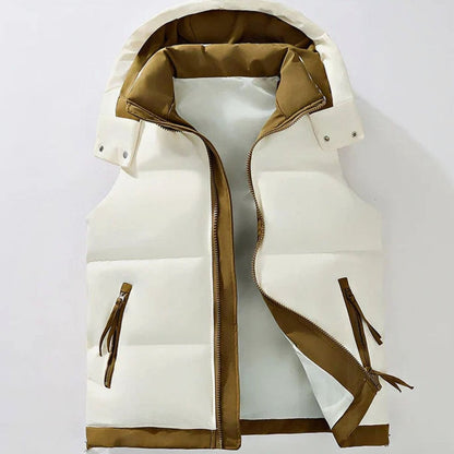 Men's Insulated Puffer Gilet Detachable Hood Water-Resistant Vest