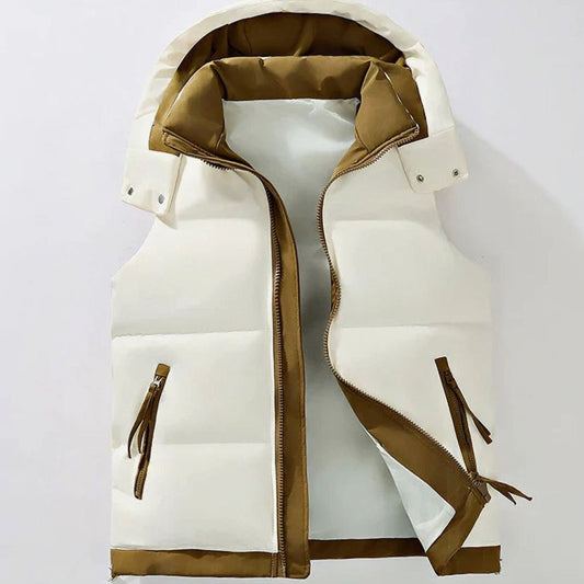 Men's Insulated Puffer Gilet Detachable Hood Water-Resistant Vest