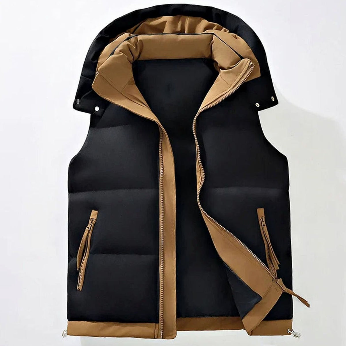 Men's Insulated Puffer Gilet Detachable Hood Water-Resistant Vest