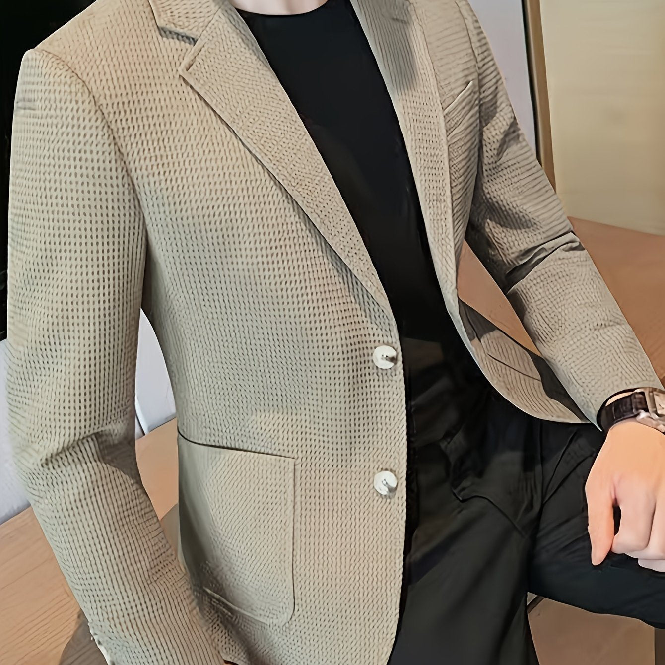 Men's Lapel Knit Blazer