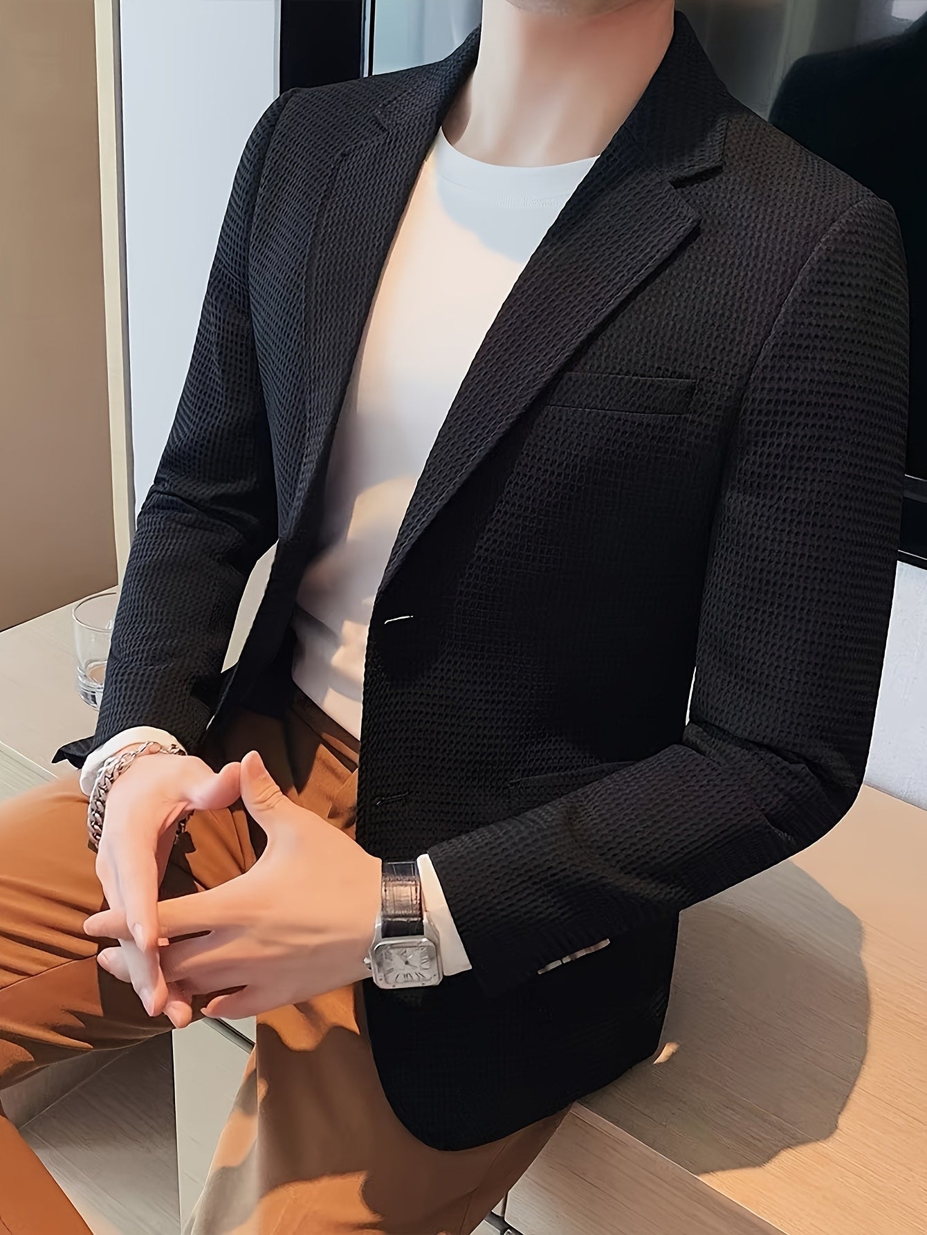Men's Lapel Knit Blazer