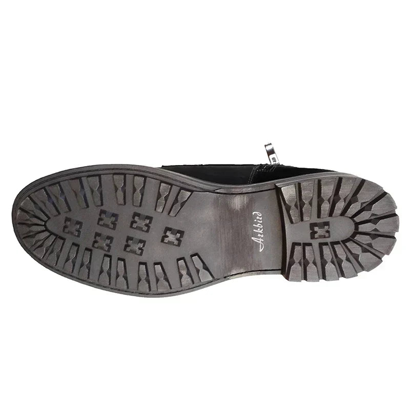 Men's Leather Boots with Side Zip and Laces