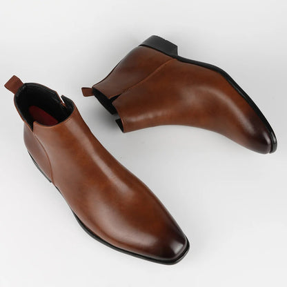 Men's Leather Look Chelsea Boots