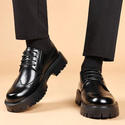 Men's Leather Oxford Shoes with Chunky Sole
