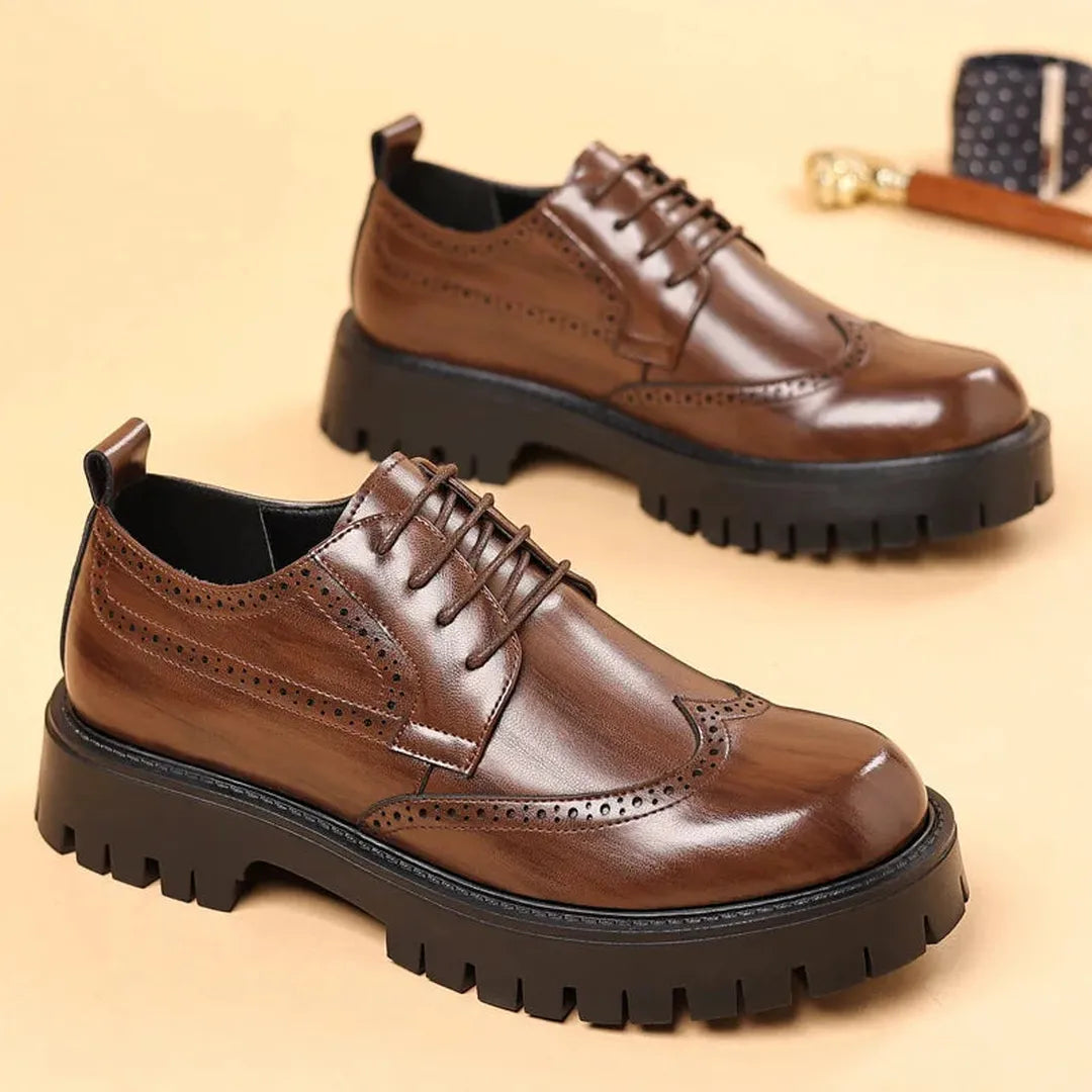 Men's Leather Oxford Shoes with Chunky Sole